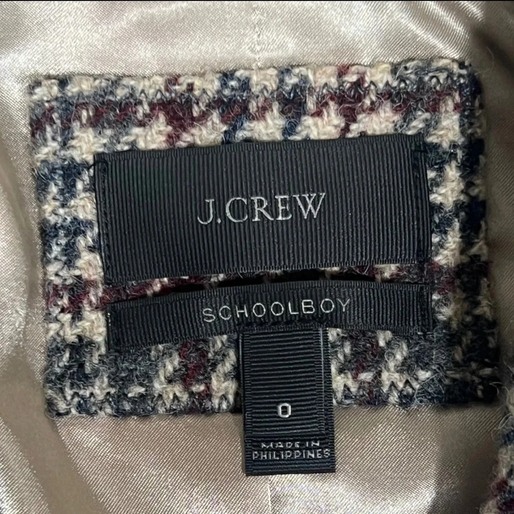 J. Crew Schoolboy Blazer in Houndstooth Tweed Size 0. 100% wool - Picture 13 of 13